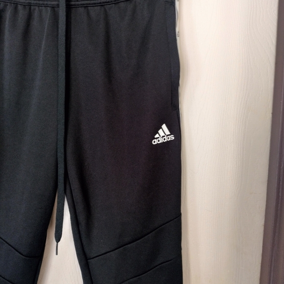 Adidas Mens Athletic Pants Joggers Black White Stripe Logo Ankle Zip Size:xsmall - Picture 2 of 6